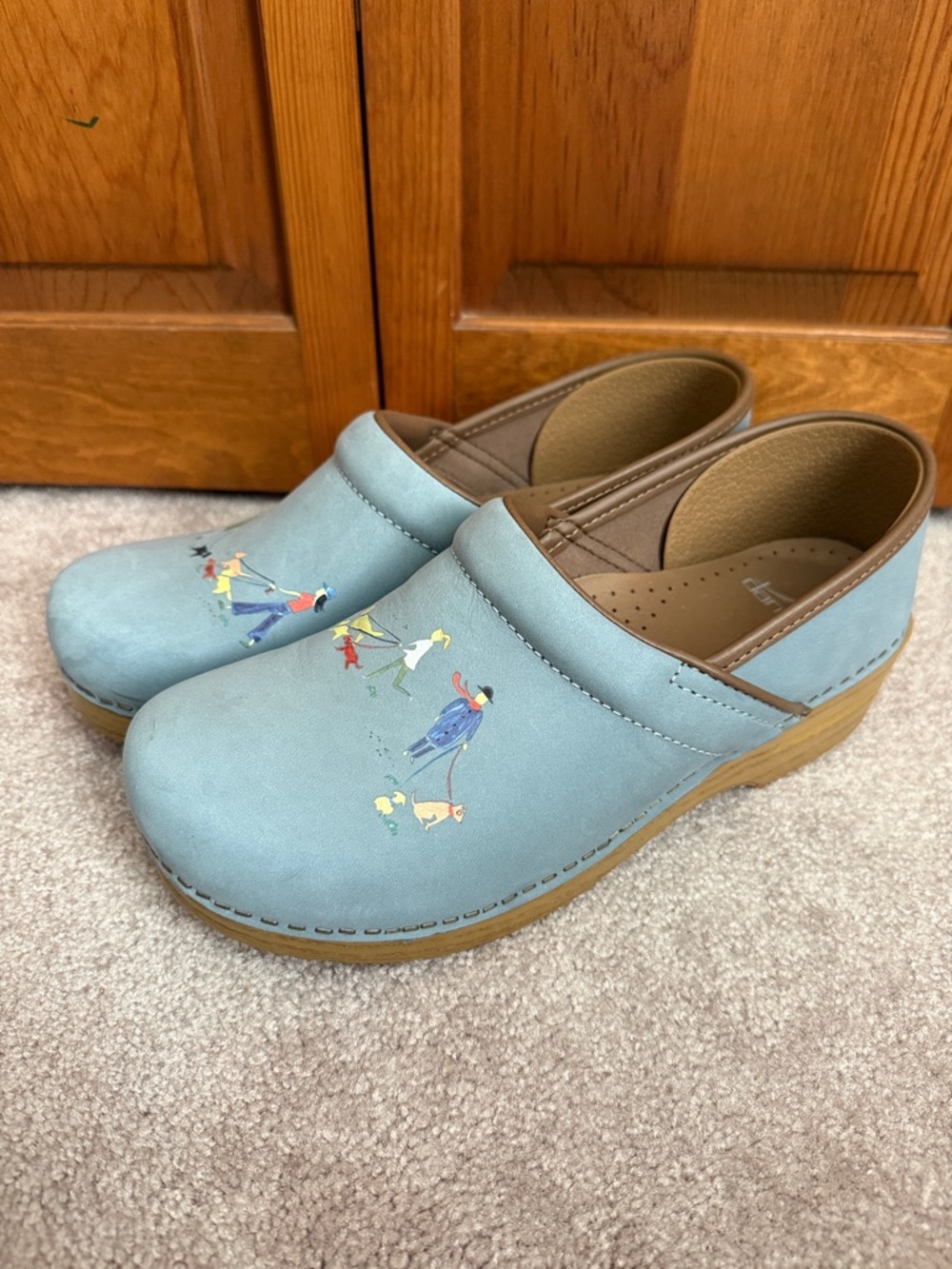 Dansko Dog Walker Light Blue Slip-On Nubuck Clog size 41